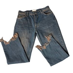 Free People We The Free Women's Maggie Mid-Rise Straight-Leg Jean Blue 26